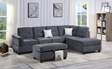Neal Chaise Sofa in Charcoal