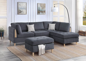 Selden Chaise Sofa in Charcoal